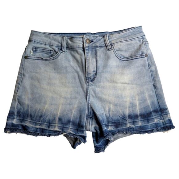 Judy Blue Ombre Released Frayed Hem Tie Dye Denim Boho Festival Shorts Medium - Picture 1 of 8